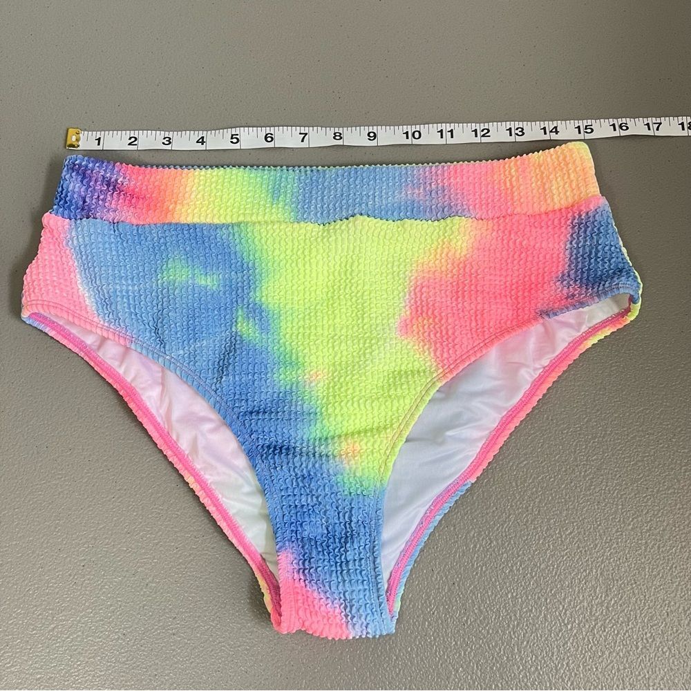 Cupshe Tie Dye Textured Scoop Neck High Waisted Bikini NWT Size Large Pastel - Picture 6 of 10